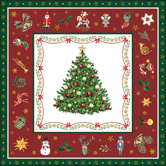 Χαρτοπετσέτες Christmas Evergreen Red 33Χ33Εκ