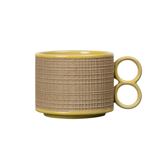 Leon Κεραμική Κούπα Mug Κίτρινη Μπεζ 6.5x11cm Ø8cm