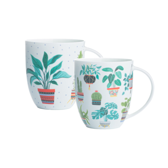 Set2 Κούπες Πορσελάνη Bone China 440ml Plants