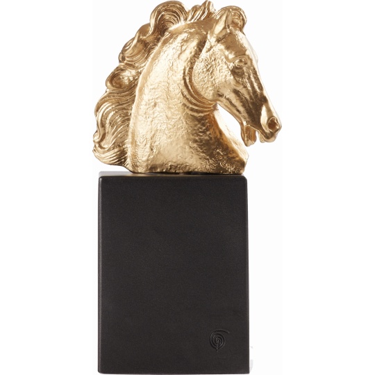 Κεφαλή Αλόγου Κεραμίνη Χρυσό Μεταλλικό με Μαύρη Βάση Medium 24x6x15cm