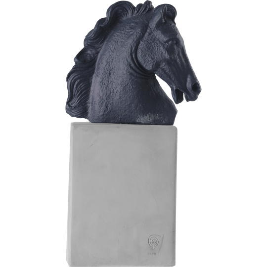 Κεφαλή Αλόγου Κεραμίνη Blue Black με Γκρι Βάση Large 31x7x16.5cm