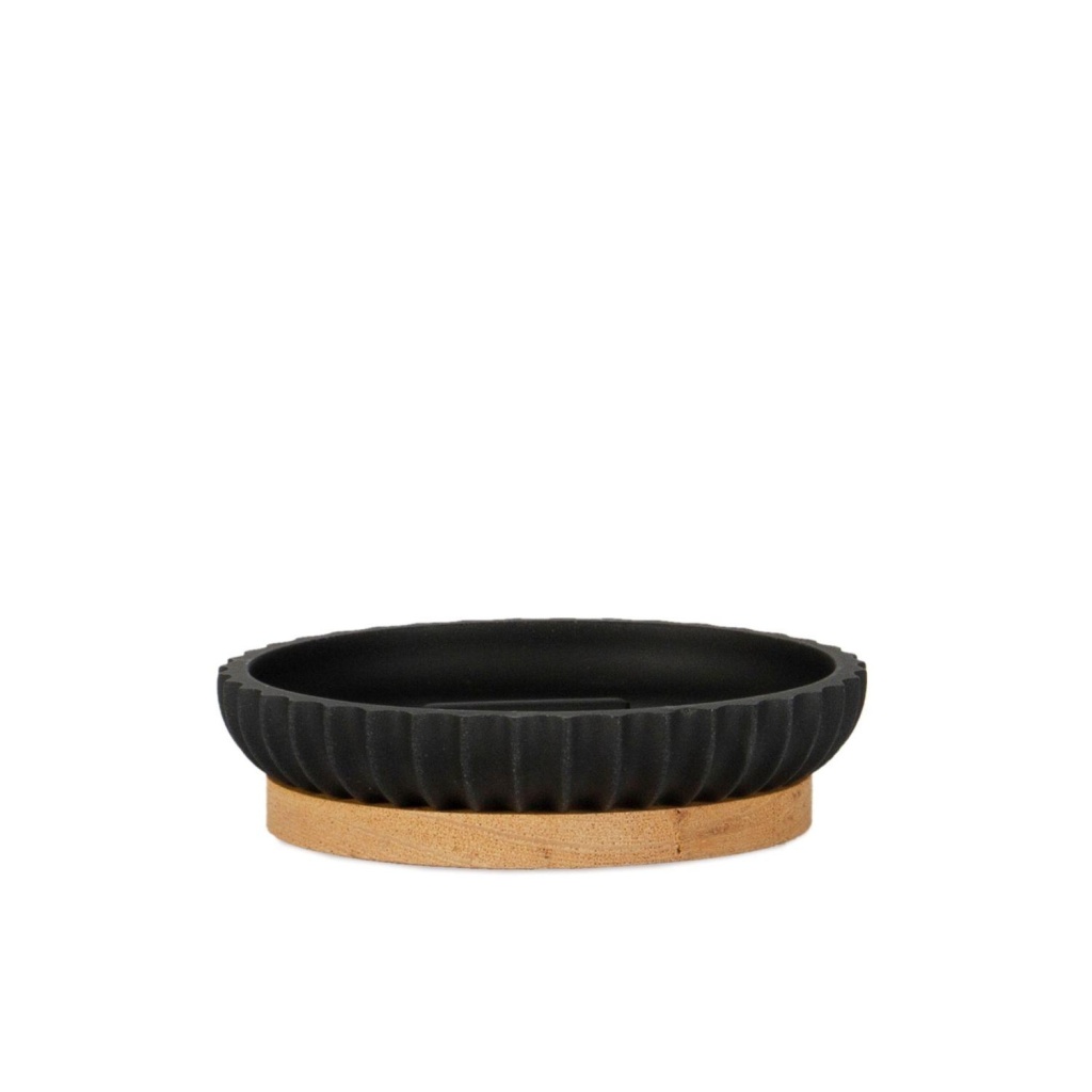 Andrea House - Βάση Για Σαπούνι Wood/Black Resin