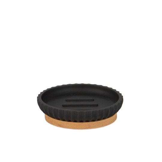 Andrea House - Βάση Για Σαπούνι Wood/Black Resin