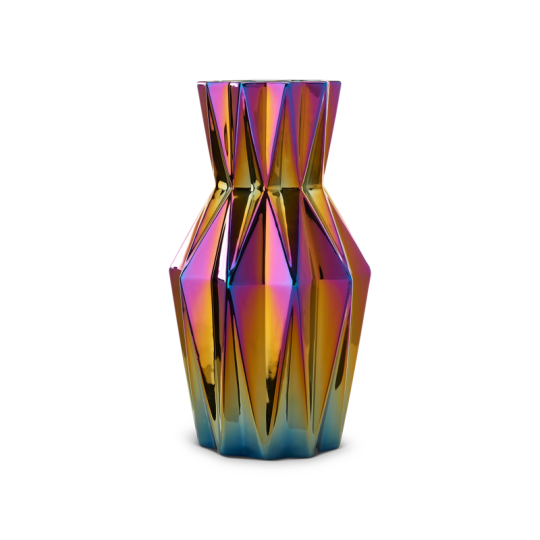Oily Folds Vase Multicolour Small Glazed Ceramic Ø17xH32 cm