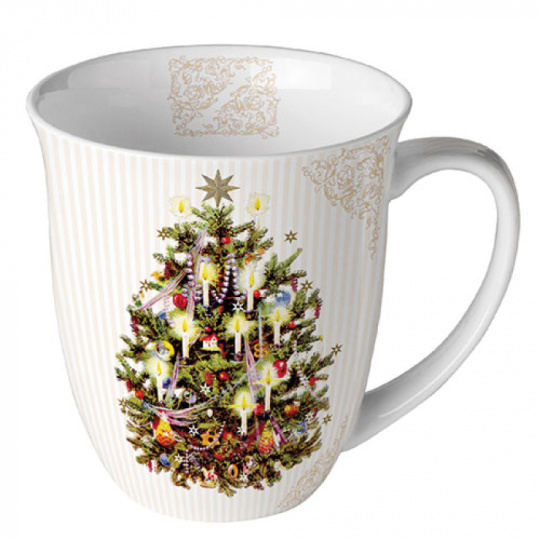 Χριστουγεννιάτικη Κούπα Mug Πορσελάνη 0.4L X-mas Tree Cream