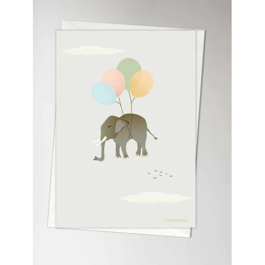 Vissevasse - Δίπτυχη Ευχετήρια Κάρτα Flying Elephant
