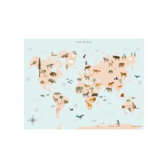 Vissevasse - Αφίσα 30x40cm World Animal Map