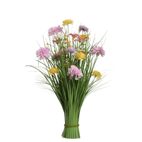 Μπουκέτο Πρασινάδα με Πολύχρωμα Λουλούδια 35x35x70cm