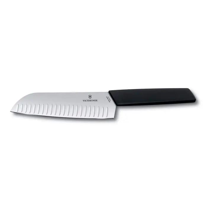 Μαχαίρι Santoku με Αυλακώσεις 17 εκατ. Μαύρη Λαβή Swiss Modern