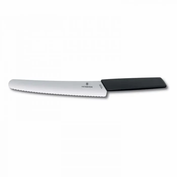 Μαχαίρι Ψωμιού - Ζαχαροπλαστικής 22 εκατ. Οδοντωτό Μαύρη Λαβή Swiss Modern