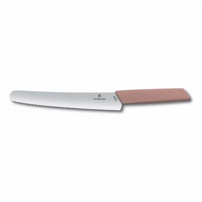 Μαχαίρι Ψωμιού - Ζαχαροπλαστικής 22 εκατ. Οδοντωτό Ροζ Λαβή Swiss Modern