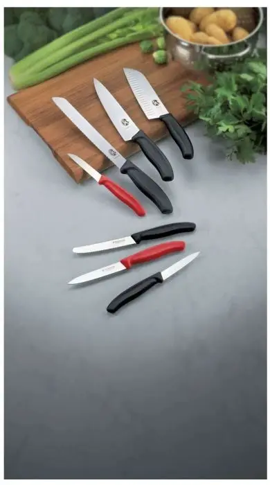 Μαχαίρι Κουζίνας 8 εκατ. Οδοντωτό Μυτερό Κόκκινη Λαβή Swiss Classic