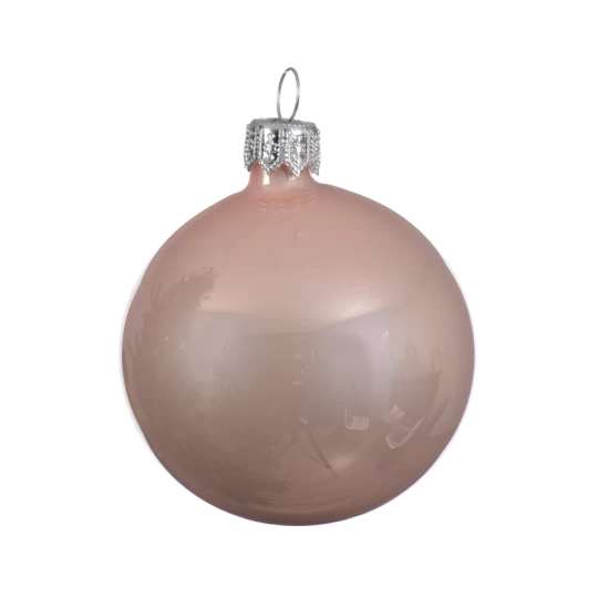 Set4 Χριστουγεννιάτικες Γυάλινες Μπάλες Enamel Blush Pink 10cm