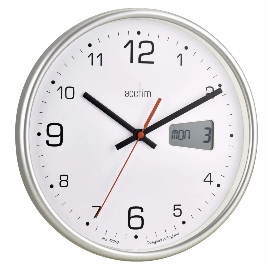 Acctim - Ρολόι Τοίχου Με Ψηφιακή Ημερομηνία 27cm Kalendar