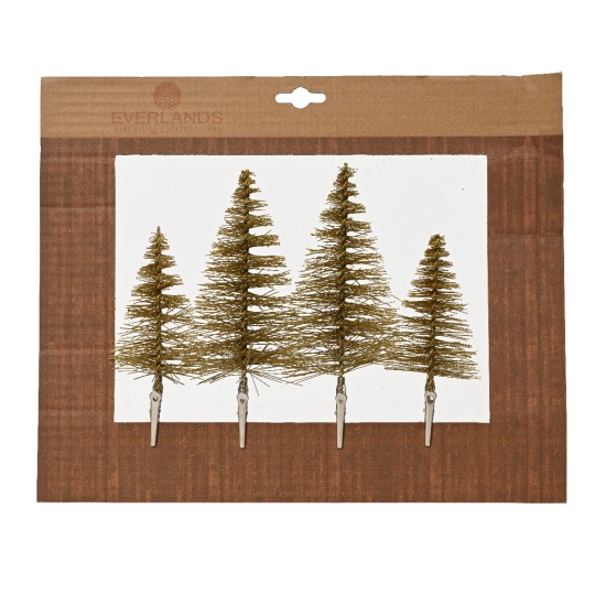 Set4 Mini Δεντράκια Χρυσά για Decor με Τσιμπιδάκι