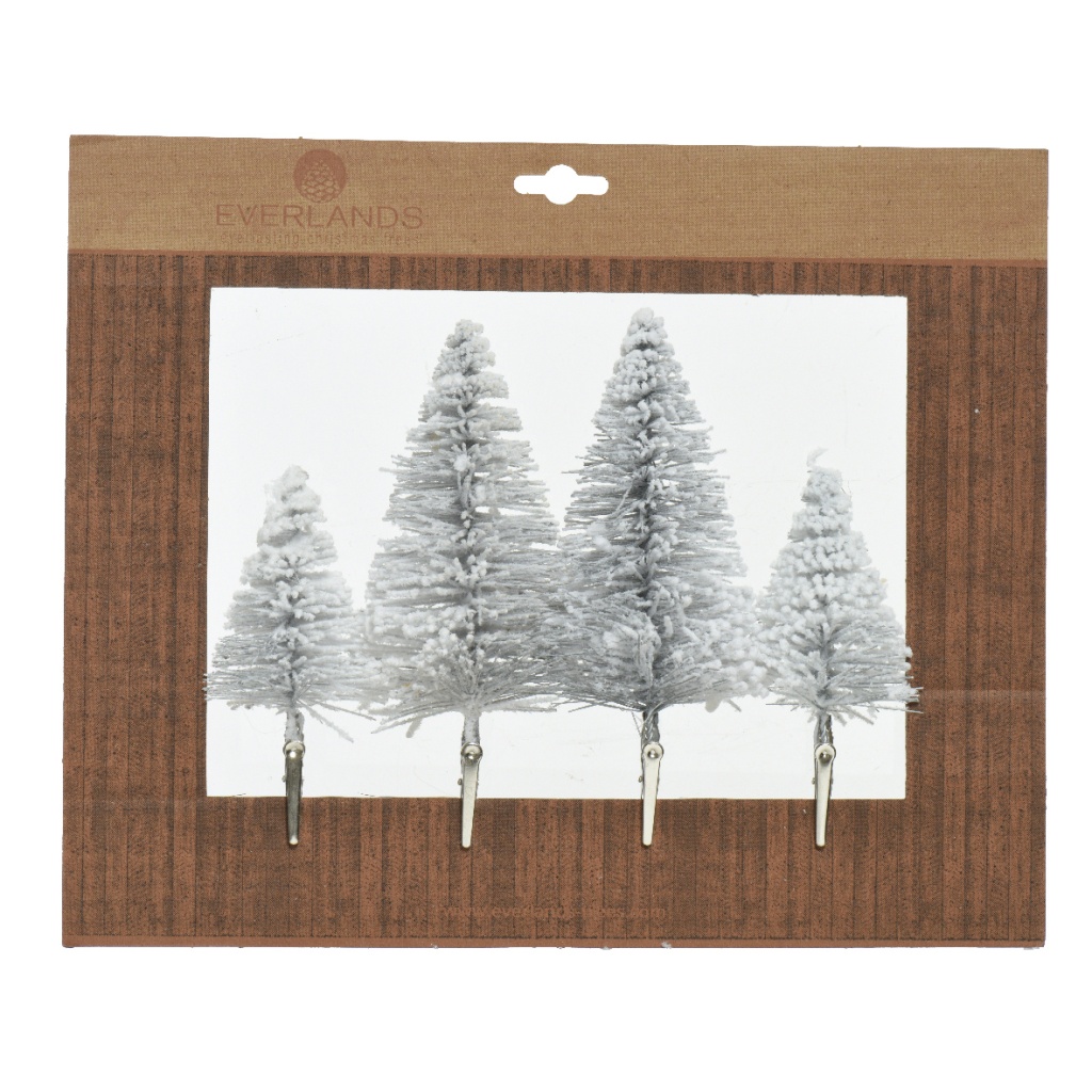 Set4 Mini Δεντράκια Ασημί για Decor με Τσιμπιδάκι