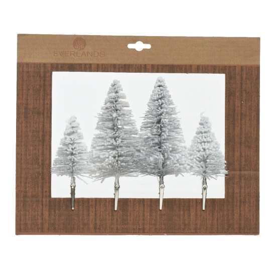Set4 Mini Δεντράκια Ασημί για Decor με Τσιμπιδάκι