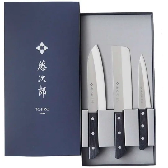 Σετ3 Μαχαιριών Γενικής Χρήσης 13.5cm, Santoku 17cm & Nakiri 16.5cm σε Συσκευασία Δώρου Tojiro Basic