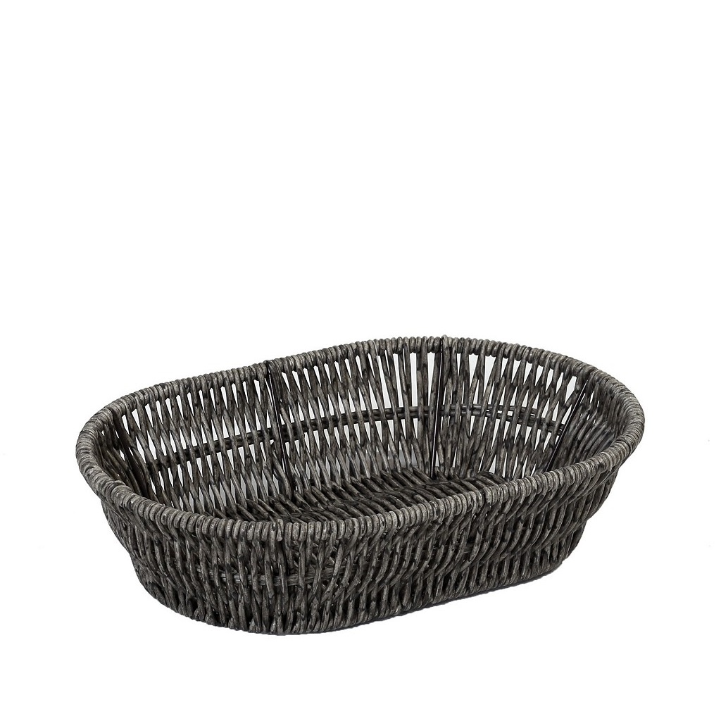 Ψωμιερα Synth. Rattan Οβαλ L Γκρι 28Χ20Χ7Εκ 6τμχ