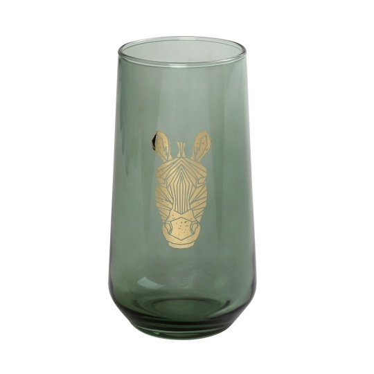 Dis. Jungle Zebra Πρασινο Ποτηρι Νερου 470Ml 7,8X14,8Ek 6τμχ