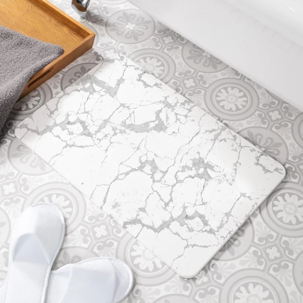 Artsy Mats - Αντιολισθητικό Πατάκι Μπάνιου Stone Pattern White Stone 39x60cm