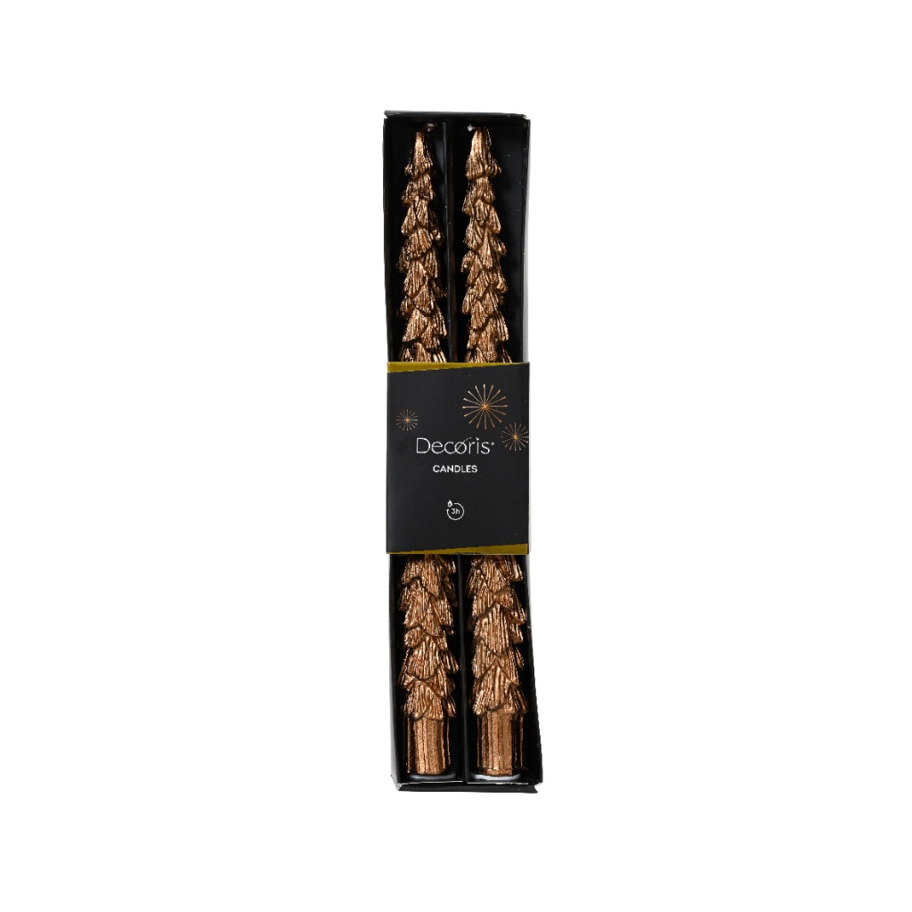 Set2 Χριστουγεννιάτικα Κεριά Δέντρο Χρυσό Glitter 2.2x25cm