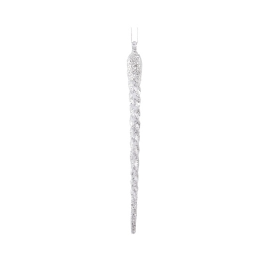 Χριστουγεννιάτικο Κρεμαστό Στολίδι Icicle Ασημί Glitter 2.5x28cm