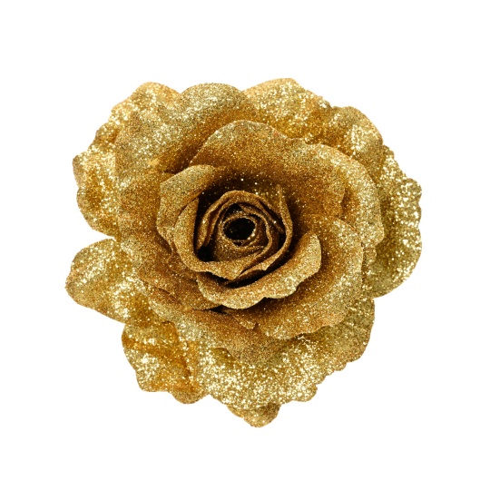 Διακοσμητικό Τριαντάφυλλο Χρυσό Glitter 12x7cm