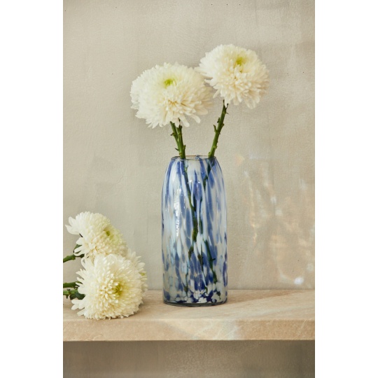 Calma House - Γυάλινο Βάζο Beira Blue 28cm