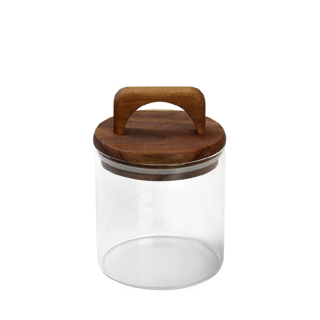 Γυαλινο Δοχειο Με Καπακι Ακακιασ 550Ml 10X14,5Ek 6τμχ