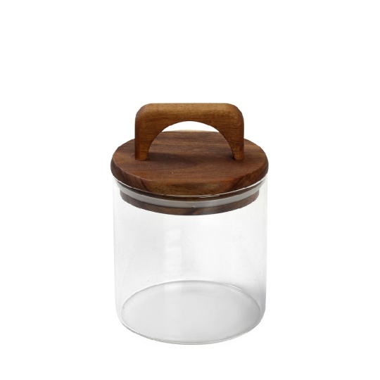 Γυαλινο Δοχειο Με Καπακι Ακακιασ 550Ml 10X14,5Ek 6τμχ