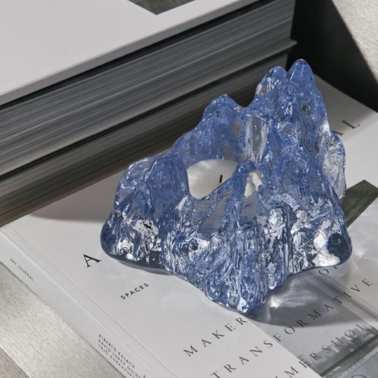 Kosta Boda The Rock Votive - Κηροπήγιο Blue 9x12x14cm