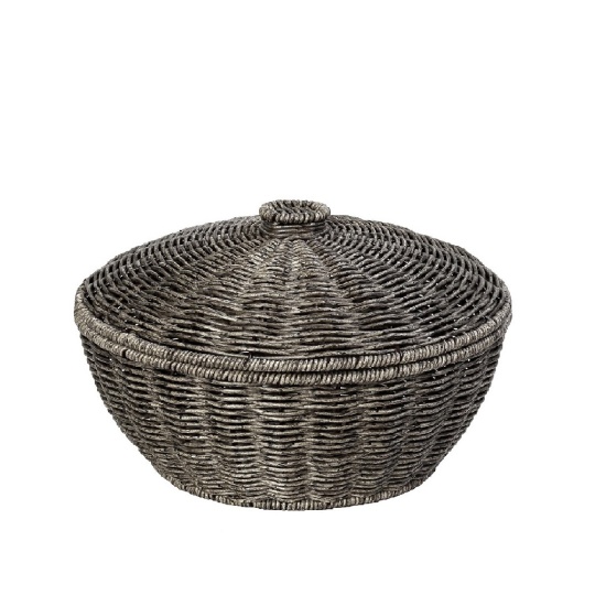 Καλαθι Στρογγ. Με Καπ. Synth. Rattan Γκρι 28Χ28Χ18Εκ 2τμχ