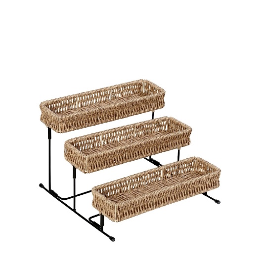Δισκοσ 3 Επιπεδων Synth. Rattan Μπεζ 25Χ25Χ16Εκ 2τμχ