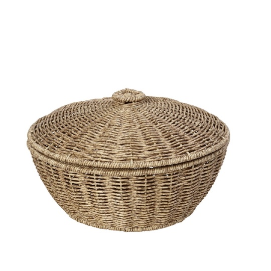 Καλαθι Στρογγ. Με Καπ. Synth. Rattan Μπεζ 28Χ28Χ18Εκ 2τμχ