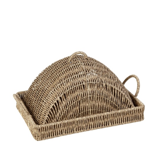 Δισκοσ Ορθ. Με Καπ. Synth. Rattan Μπεζ 34Χ24Χ18Εκ