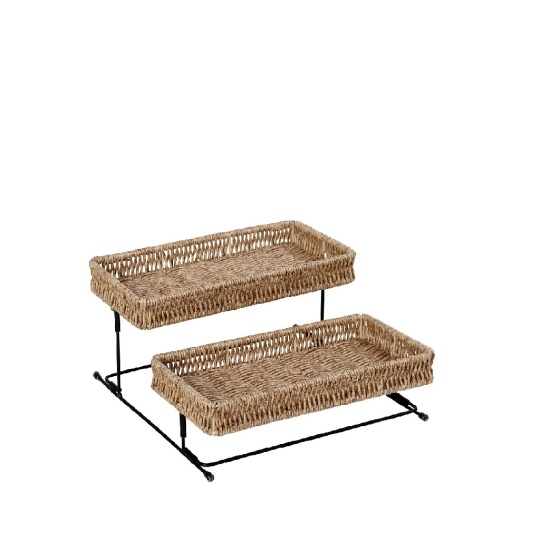 Δισκοσ 2 Επιπεδων Synth. Rattan Μπεζ 28Χ28Χ13Εκ 2τμχ