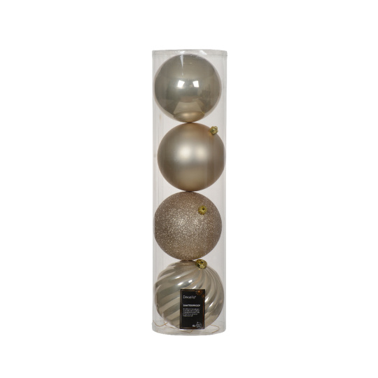 Set4 Πλαστικές Χριστουγεννιάτικες Μπάλες 14cm Pearl