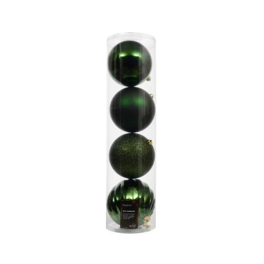 Set4 Πλαστικές Χριστουγεννιάτικες Μπάλες 14cm Pine Green