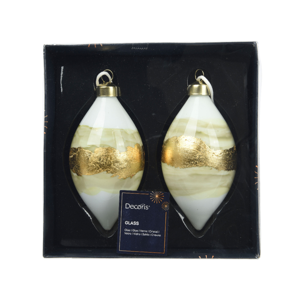 Set2 Γυάλινα Στολίδια Golden Line 10cm
