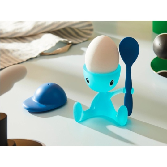 Alessi Αυγοθήκη με Κουτάλι 11x9x8cm Μπλε-Γαλάζιο Cico