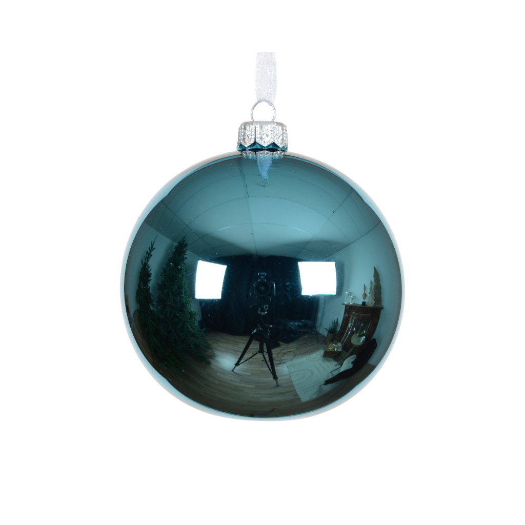 Χριστουγεννιάτικη Γυάλινη Μπάλα Folk Blue 15cm