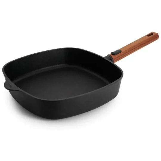 Τηγάνι αντικολλητικό από χυτό αλουμίνιο με αποσπώμενη ξύλινη λαβή τετράγωνο 28 x 28 εκατ. Eco Logic QXR