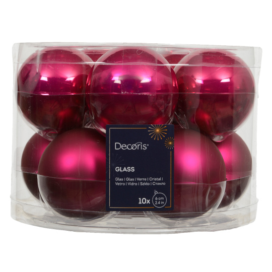Set10 Χριστουγεννιάτικες Γυάλινες Μπάλες Festive Pink 6cm