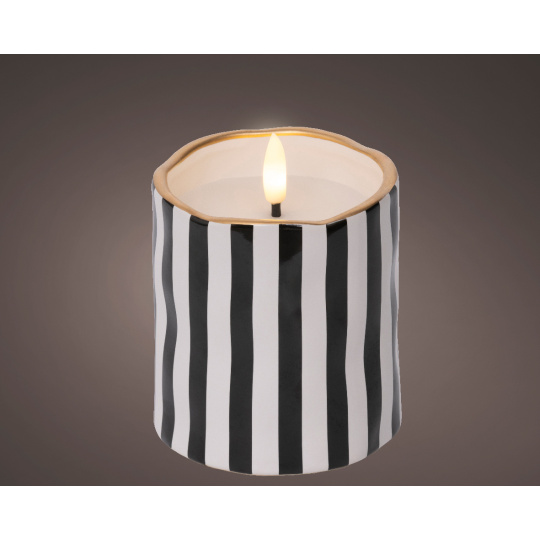 Κερί LED Black/White Θερμού Φωτισμού 8.50x11cm