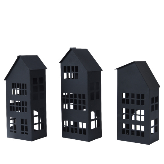 Set3 Χριστουγεννιάτικα Κηροπήγια Σπιτάκια 10.50x8x25cm